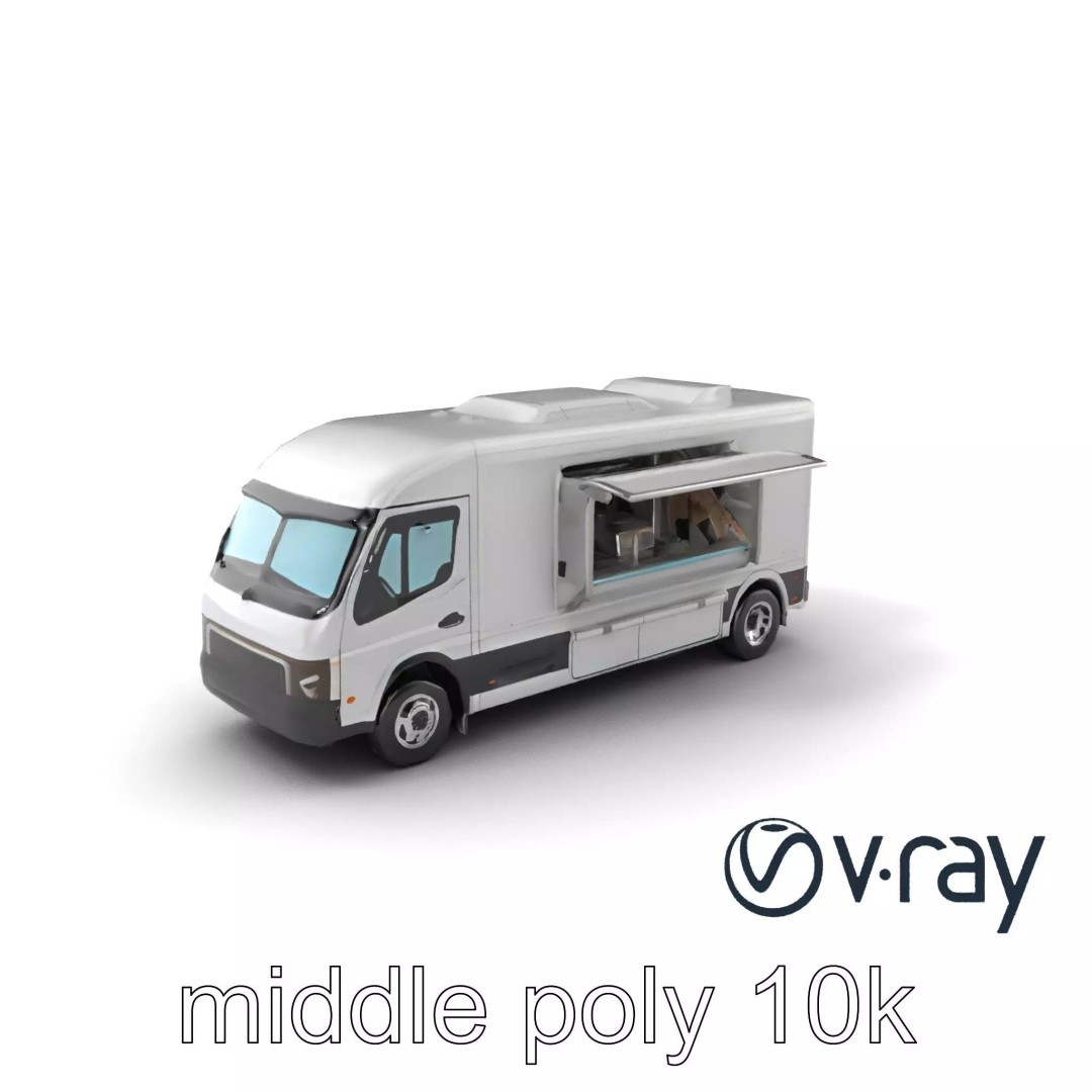 Mobile Catering Truck 3D Model – Low Poly PBR Game Asset, FBX - View 2