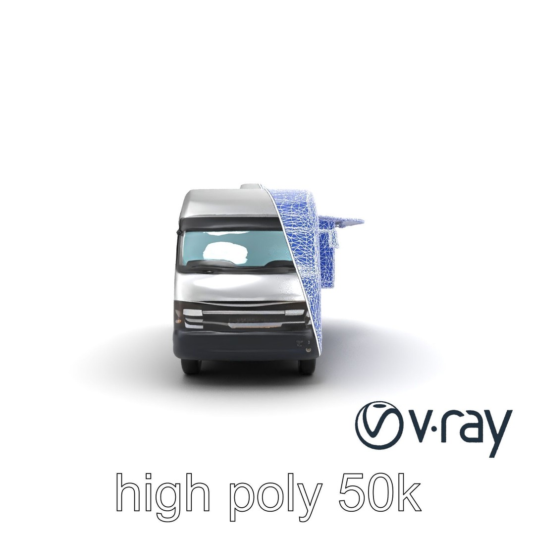 Mobile Catering Truck 3D Model – Low Poly PBR Game Asset, FBX - View 23