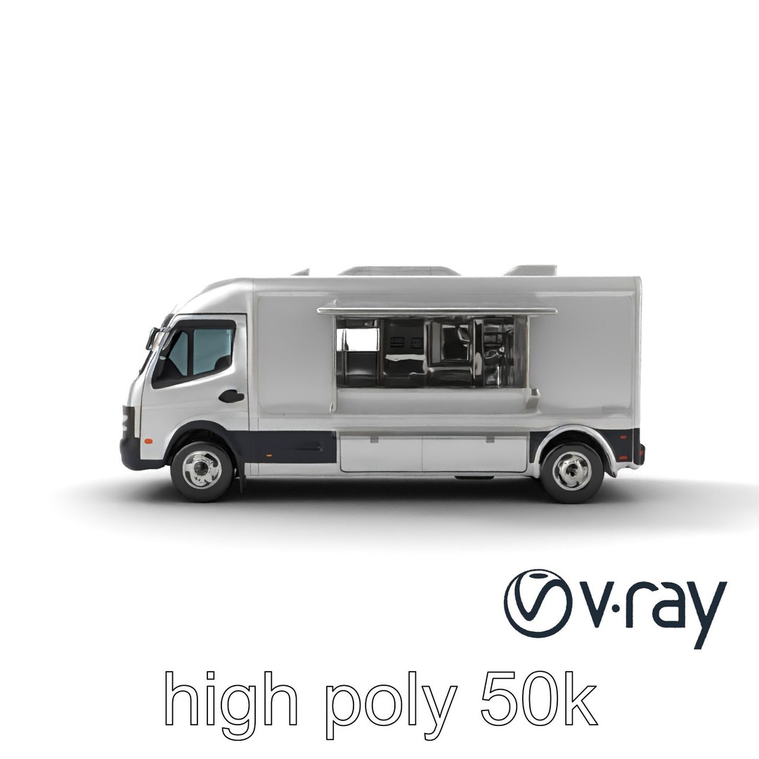 Mobile Catering Truck 3D Model – Low Poly PBR Game Asset, FBX - View 24