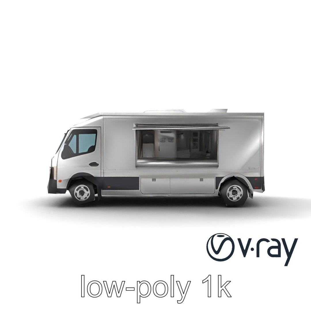 Mobile Catering Truck 3D Model – Low Poly PBR Game Asset, FBX - View 29