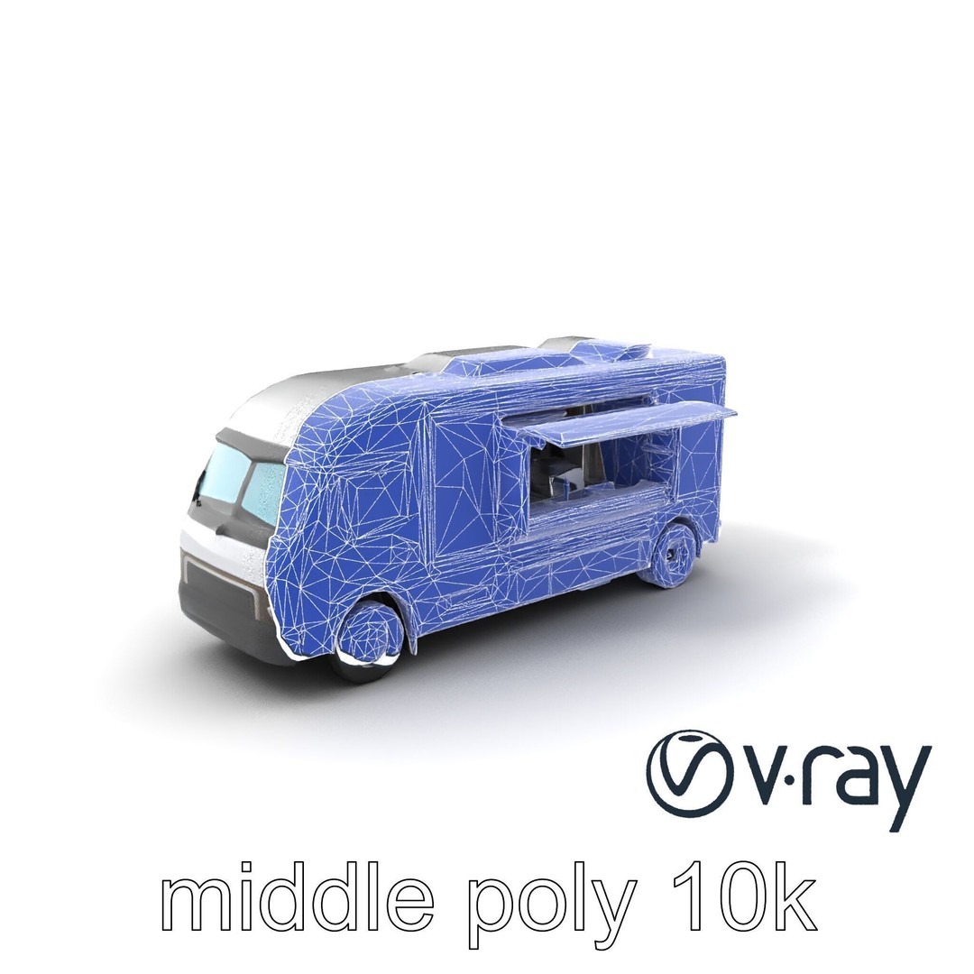 Mobile Catering Truck 3D Model – Low Poly PBR Game Asset, FBX - View 32