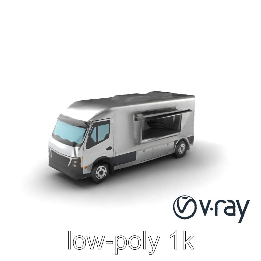 Mobile Catering Truck 3D Model – Low Poly PBR Game Asset, FBX - View 4