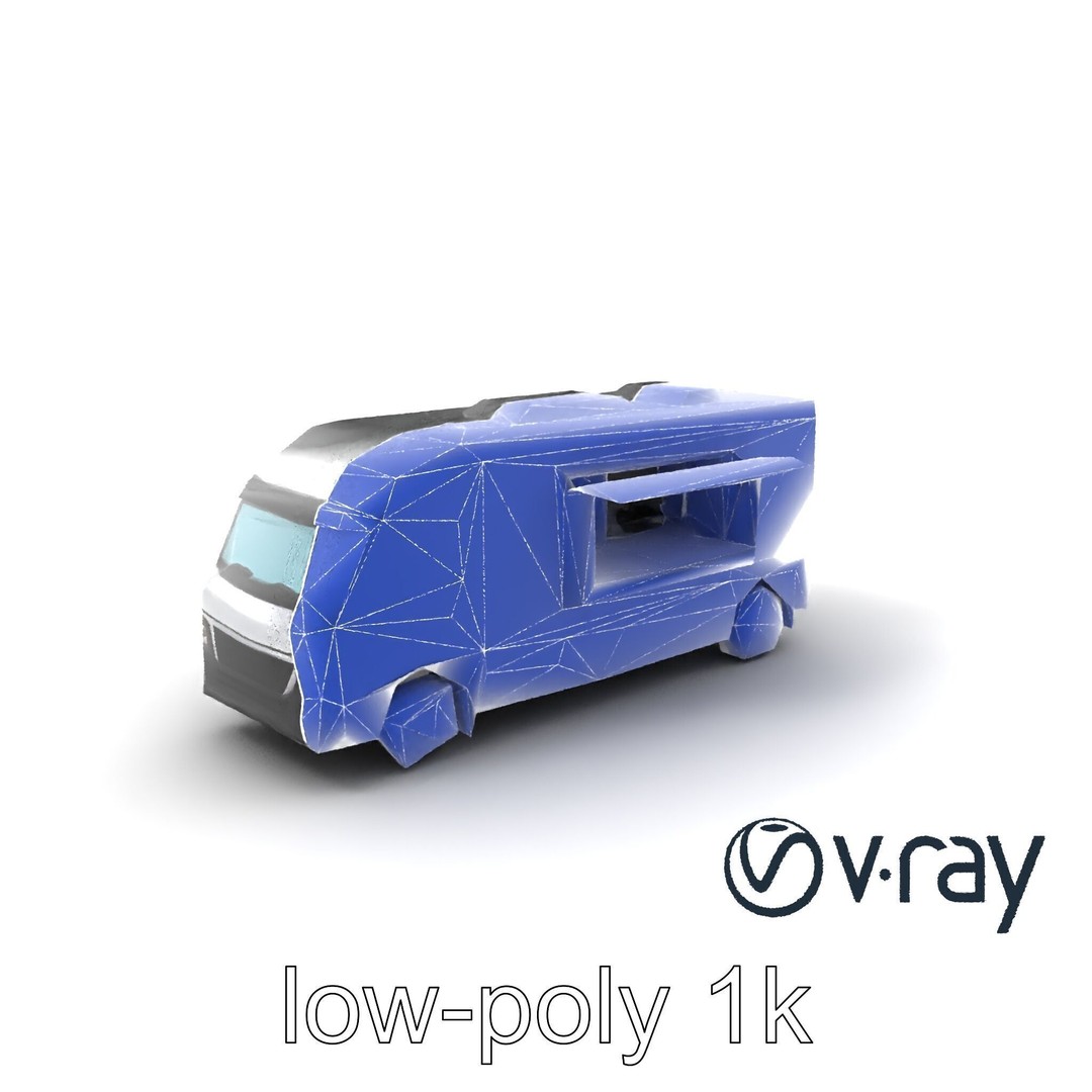 Mobile Catering Truck 3D Model – Low Poly PBR Game Asset, FBX - View 7