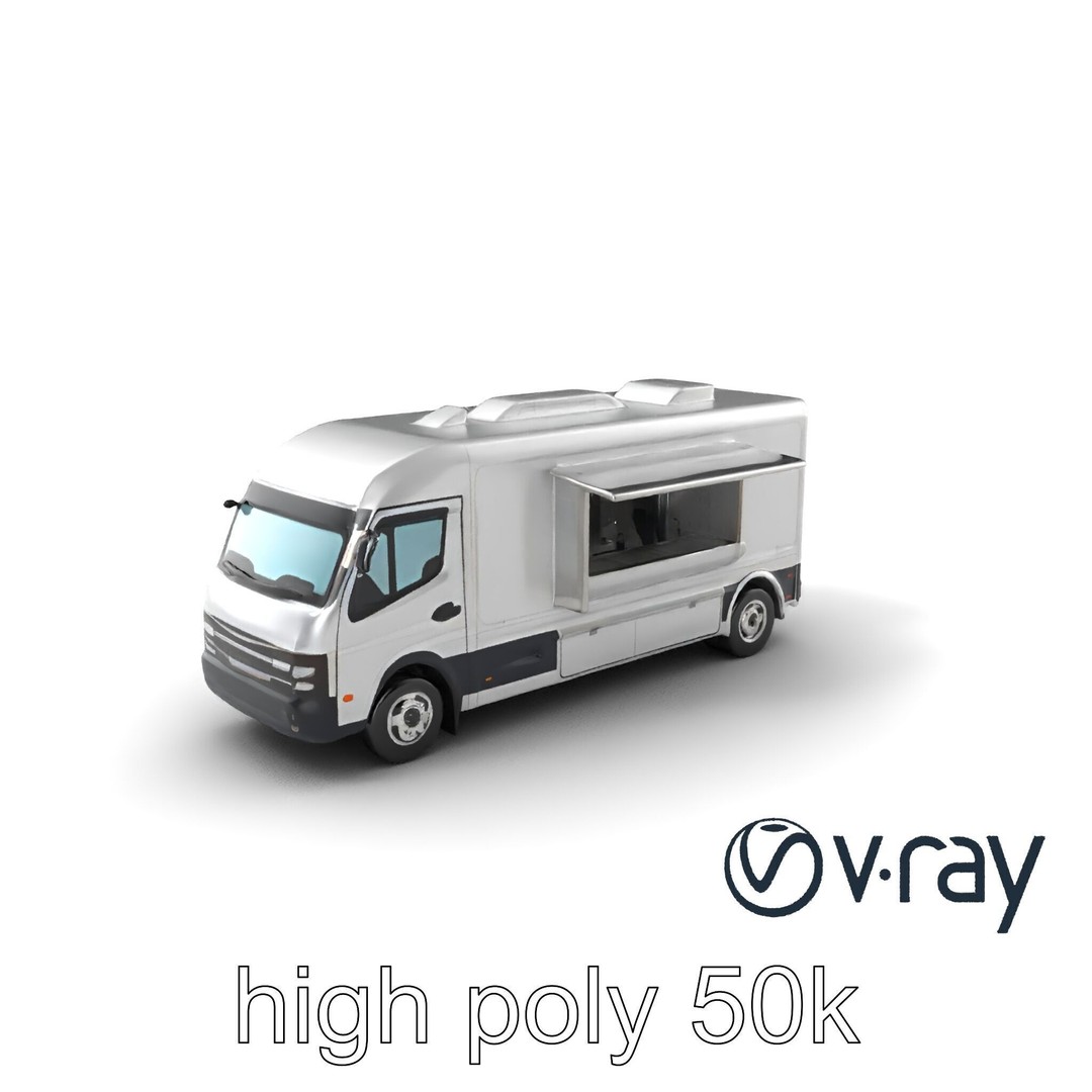 Mobile Catering Truck 3D Model – Low Poly PBR Game Asset, FBX - View 8