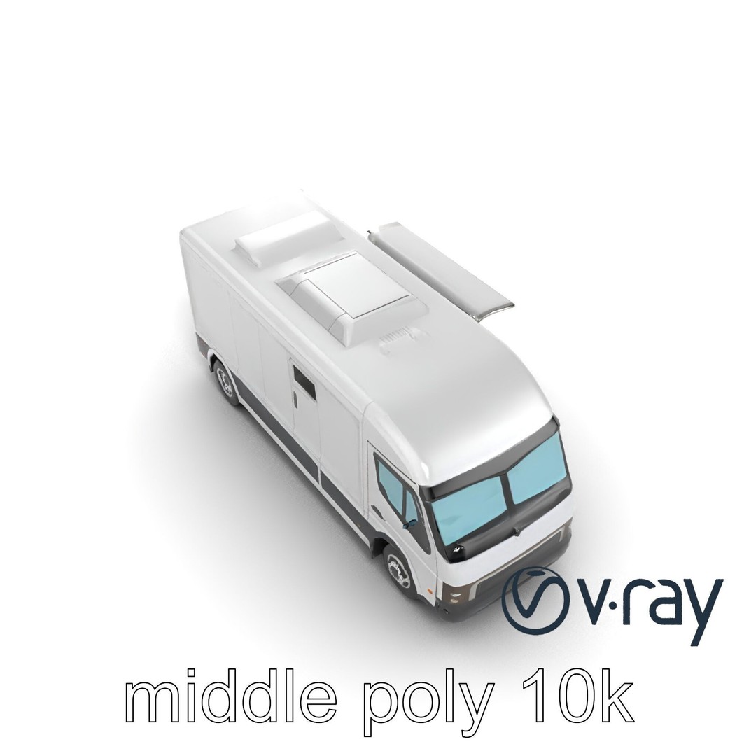 Mobile Catering Truck 3D Model – Low Poly PBR Game Asset, FBX - View 9