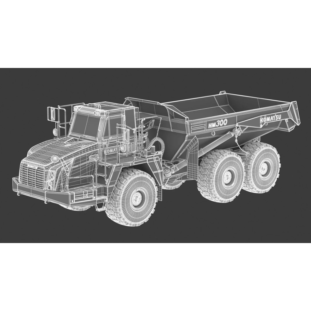 Komatsu HM300-5 3D Model – High Poly Articulated Dump Truck, PBR - View 17