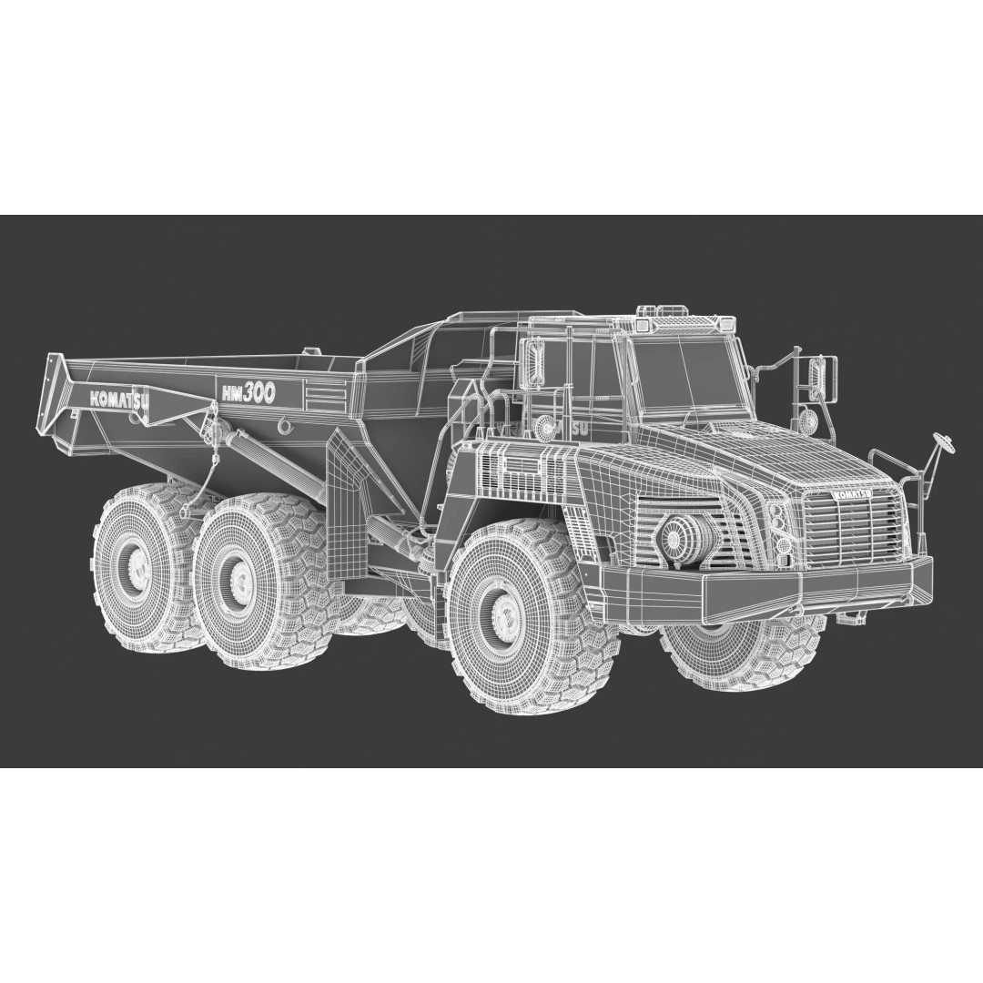 Komatsu HM300-5 3D Model – High Poly Articulated Dump Truck, PBR - View 3