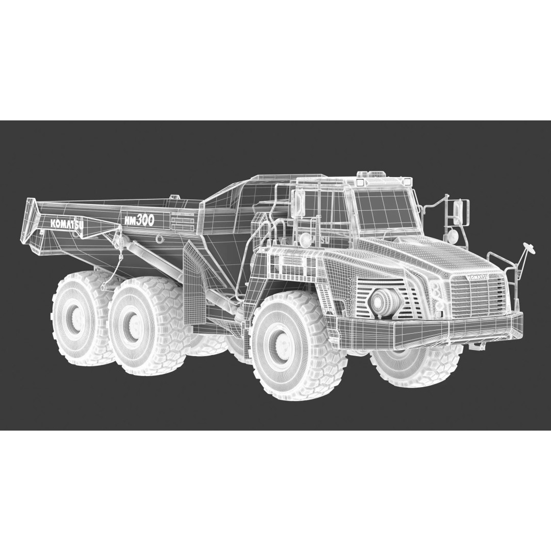 Komatsu HM300-5 3D Model – High Poly Articulated Dump Truck, PBR - View 4