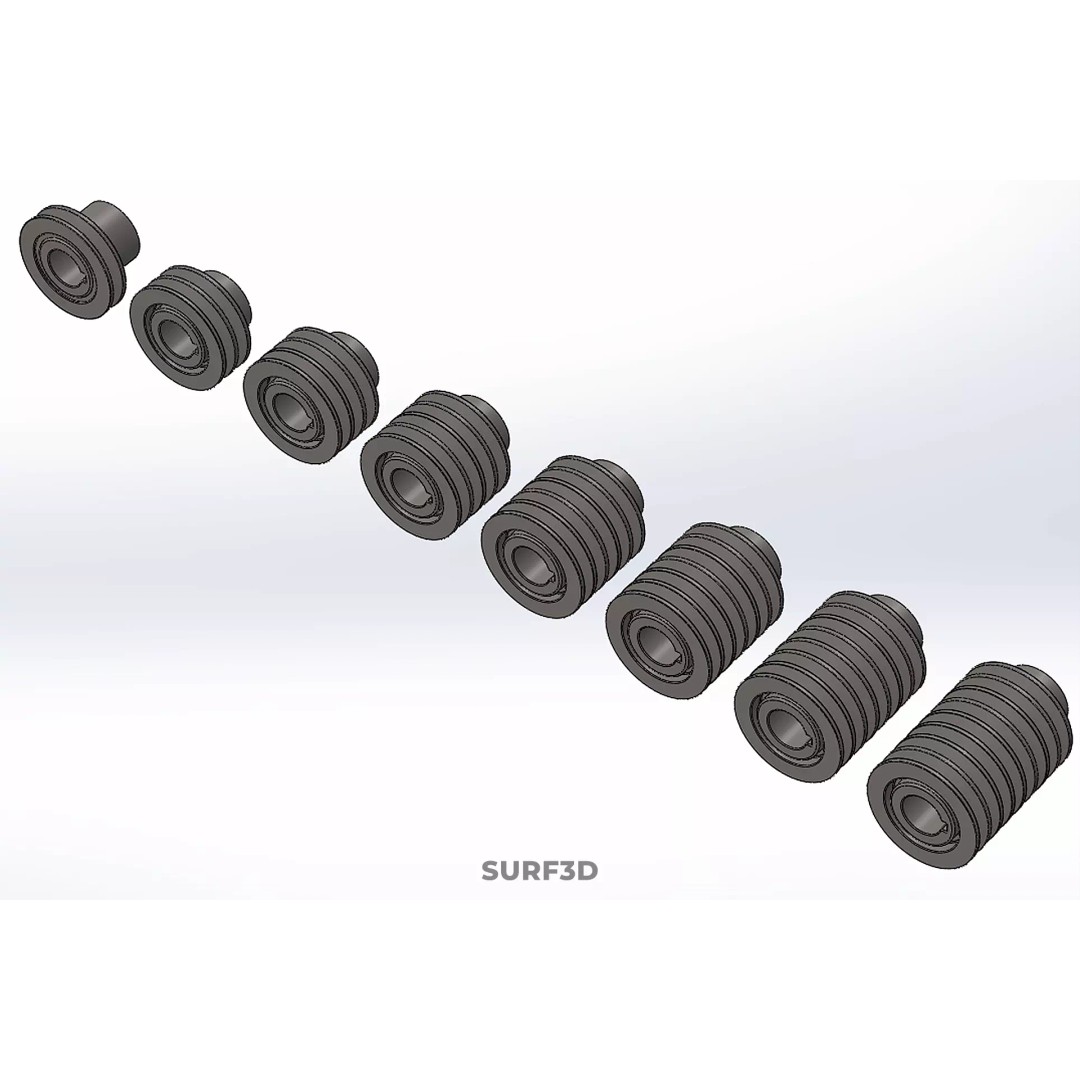Set Standard Pulley Sheave 3D Model – Multi Groove V Belt Gear, FBX