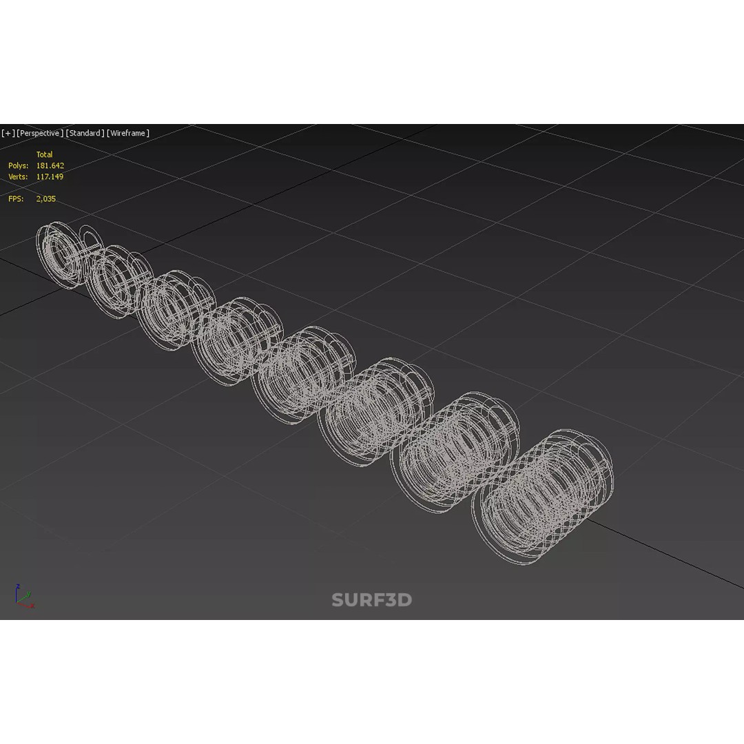 Set Standard Pulley Sheave 3D Model – Multi Groove V Belt Gear, FBX - View 32