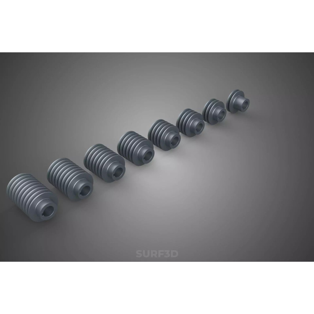 Set Standard Pulley Sheave 3D Model – Multi Groove V Belt Gear, FBX - View 5