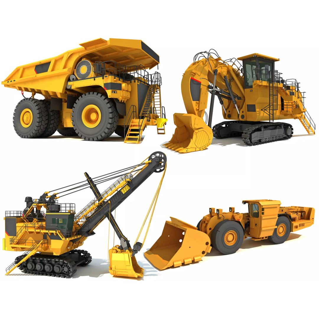 Mining Machinery 3D Model – High Poly Industrial Vehicles, FBX, OBJ - View 2