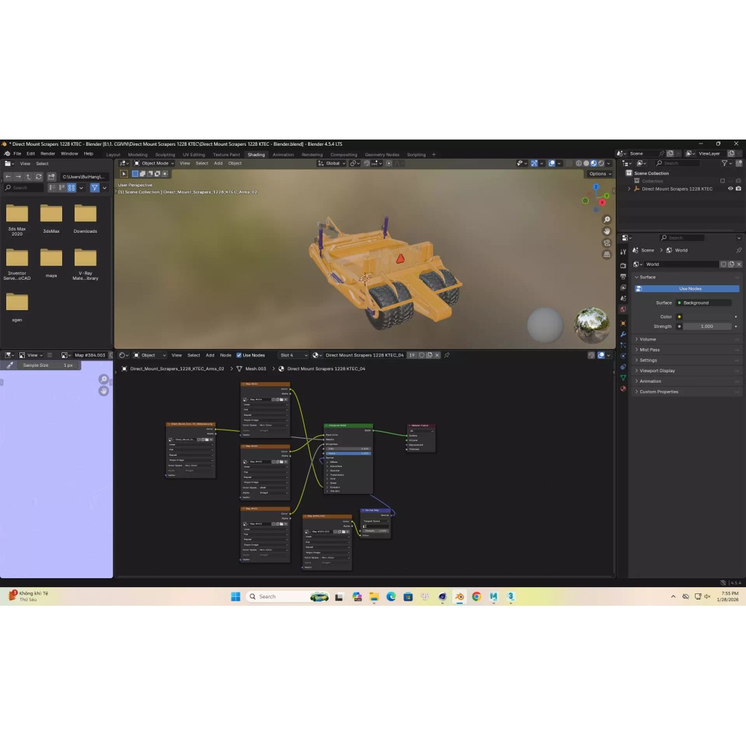 K-Tec Direct Mount Scrapers 1228 3D Model – High Poly PBR Asset, FBX & OBJ - View 11
