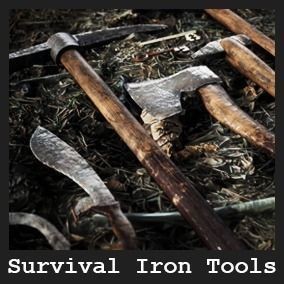 Survival Iron Tools 3D Model – Low Poly PBR Prop Package, FBX, OBJ