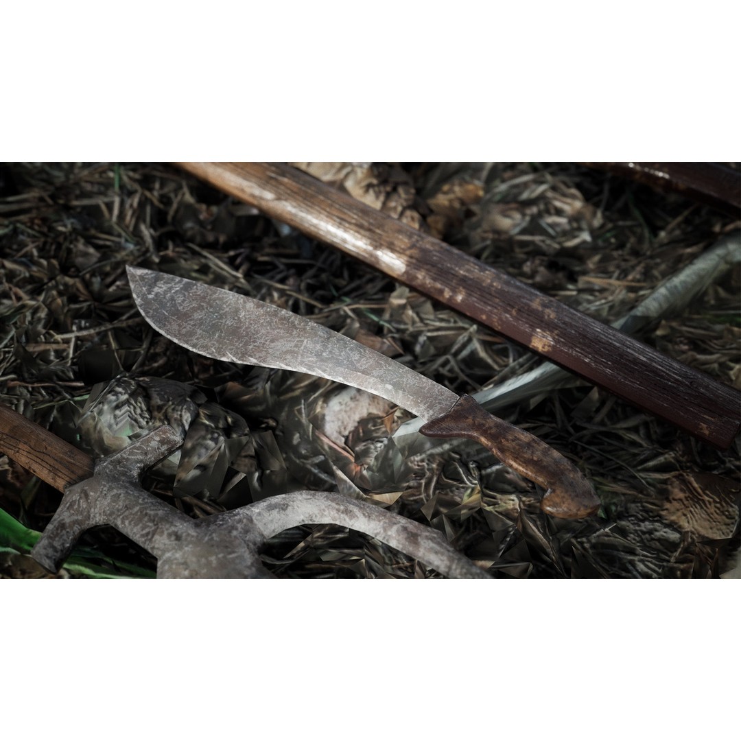 Survival Iron Tools 3D Model – Low Poly PBR Prop Package, FBX, OBJ - View 11