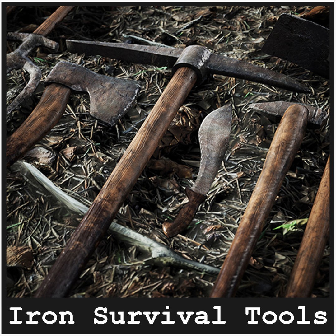 Survival Iron Tools 3D Model – Low Poly PBR Prop Package, FBX, OBJ - View 13