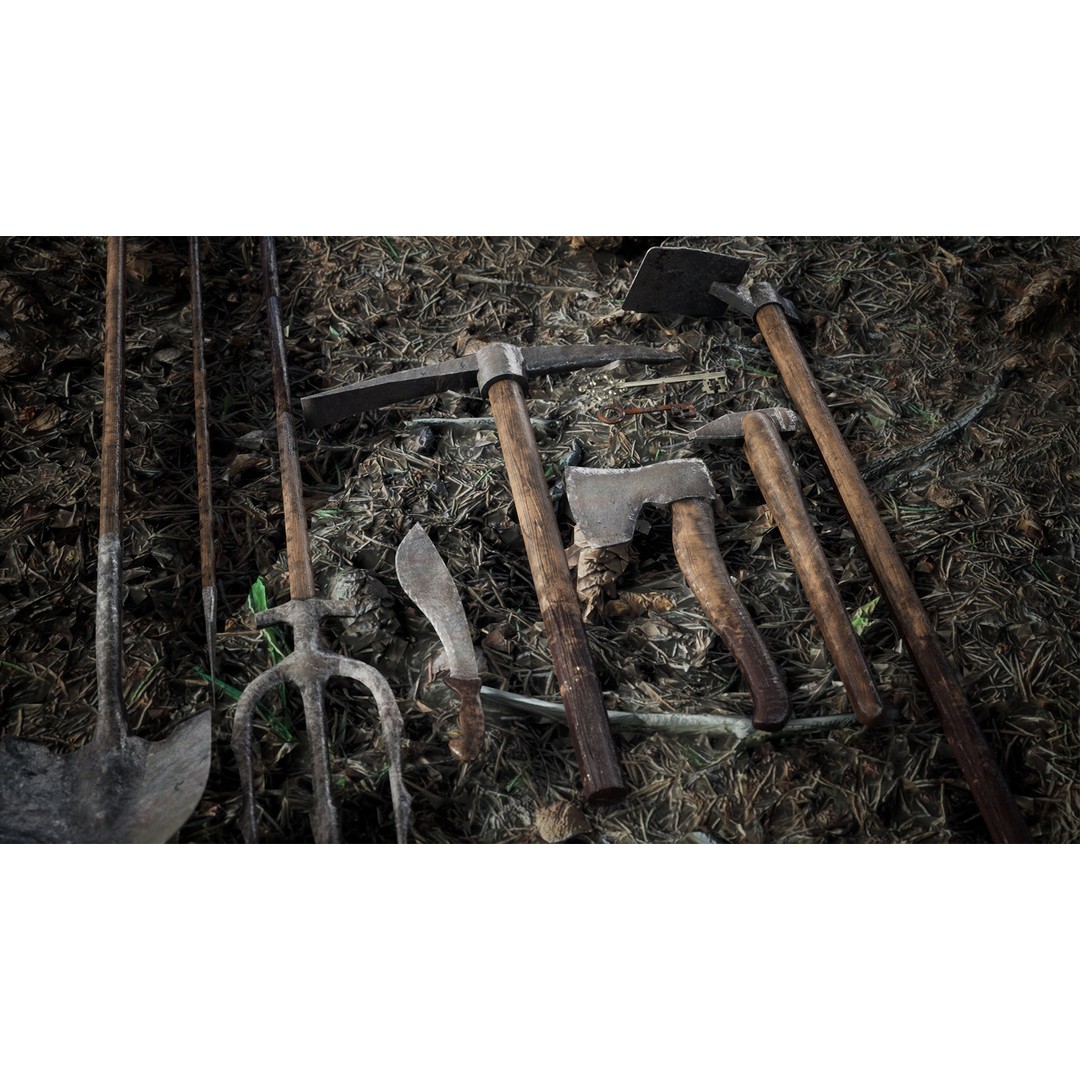 Survival Iron Tools 3D Model – Low Poly PBR Prop Package, FBX, OBJ - View 4