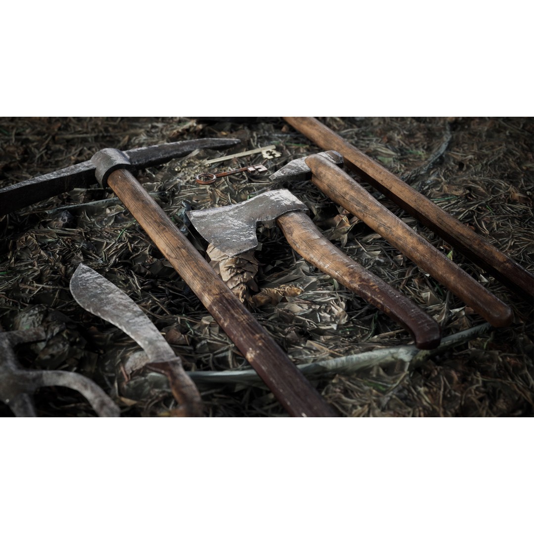 Survival Iron Tools 3D Model – Low Poly PBR Prop Package, FBX, OBJ - View 5