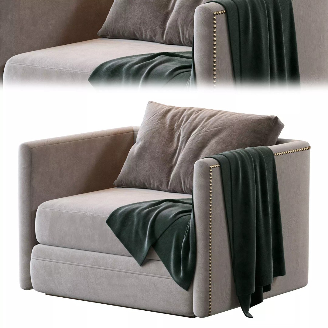 Chanel Armchair 3D Model – Modern Classic Fabric Furniture, FBX - View 2