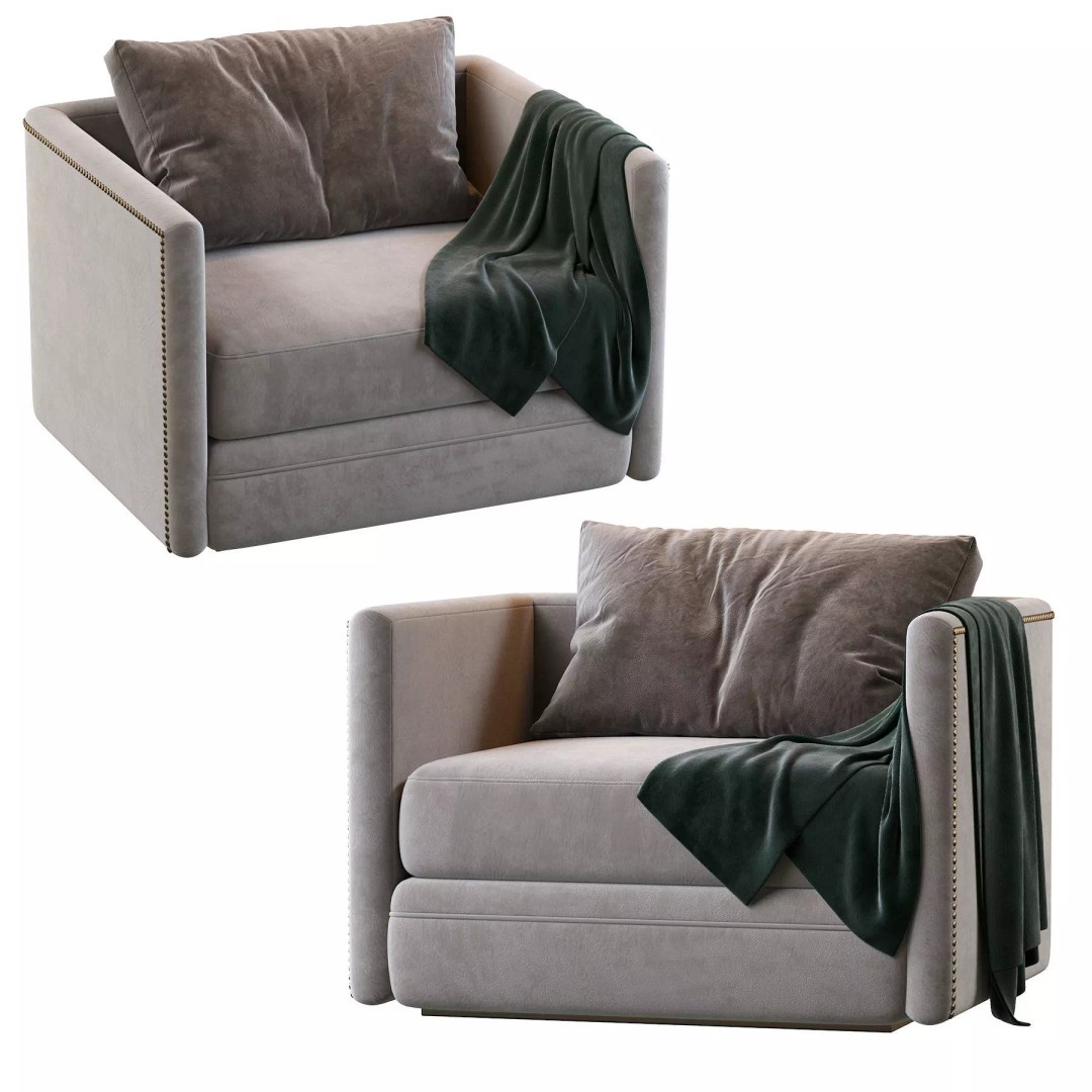 Chanel Armchair 3D Model – Modern Classic Fabric Furniture, FBX - View 22