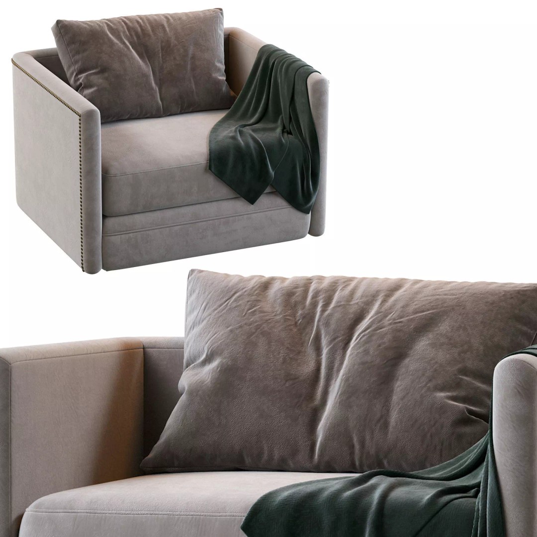 Chanel Armchair 3D Model – Modern Classic Fabric Furniture, FBX - View 23