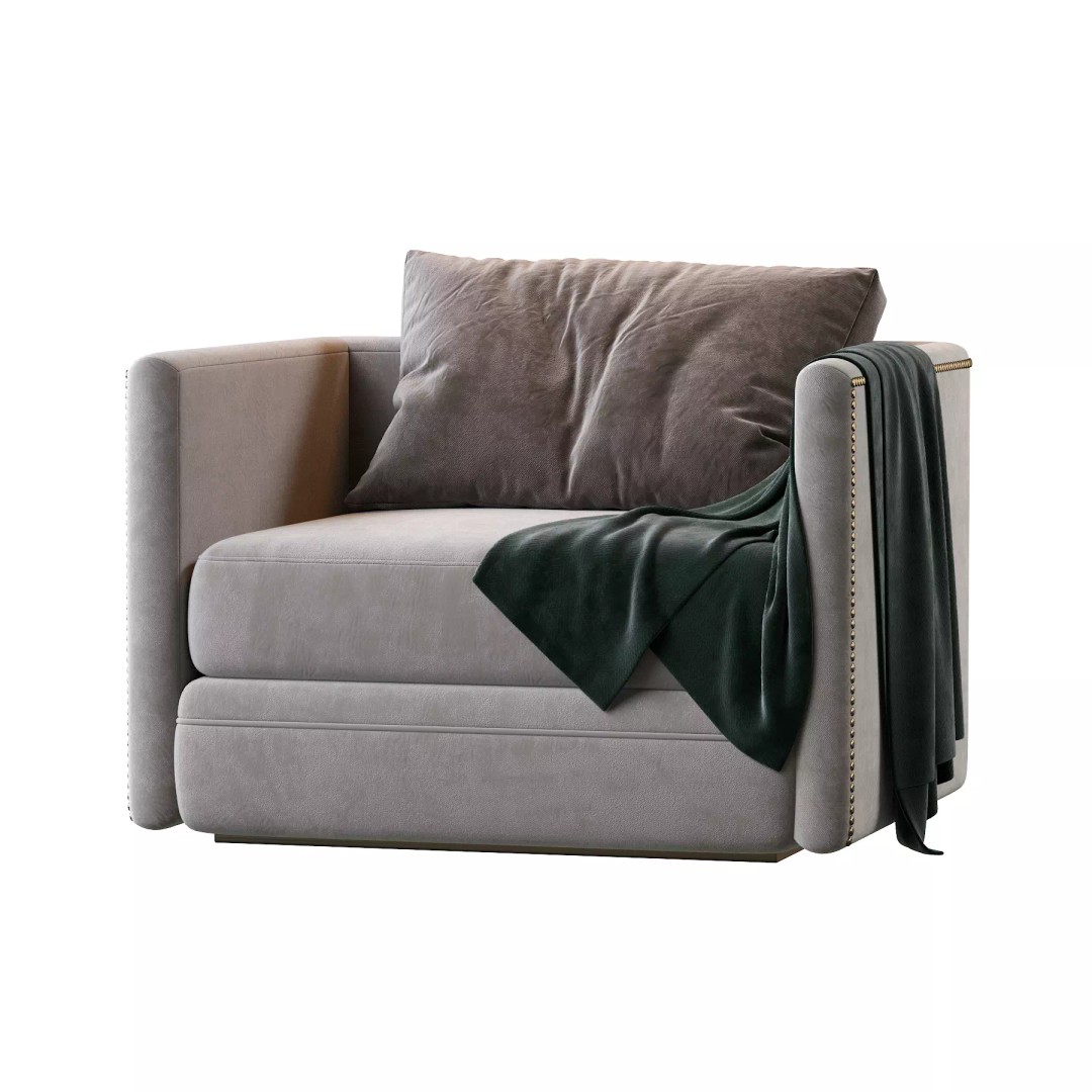 Chanel Armchair 3D Model – Modern Classic Fabric Furniture, FBX - View 24