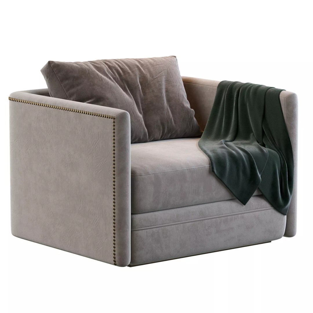 Chanel Armchair 3D Model – Modern Classic Fabric Furniture, FBX - View 3