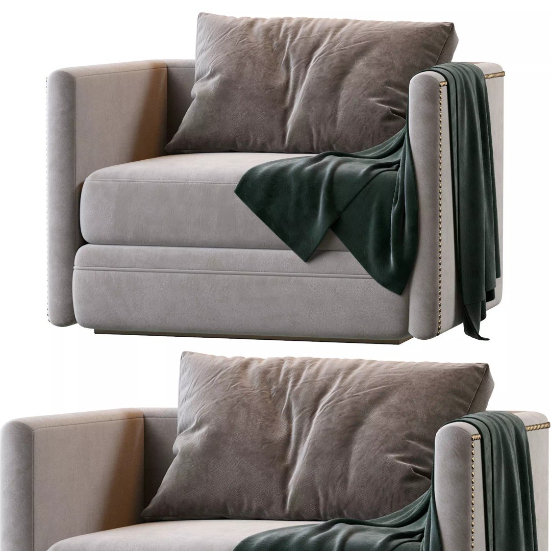 Chanel Armchair 3D Model – Modern Classic Fabric Furniture, FBX - View 4