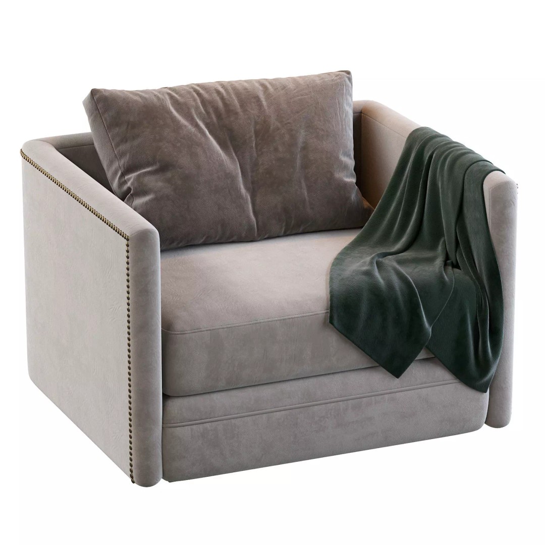 Chanel Armchair 3D Model – Modern Classic Fabric Furniture, FBX - View 5