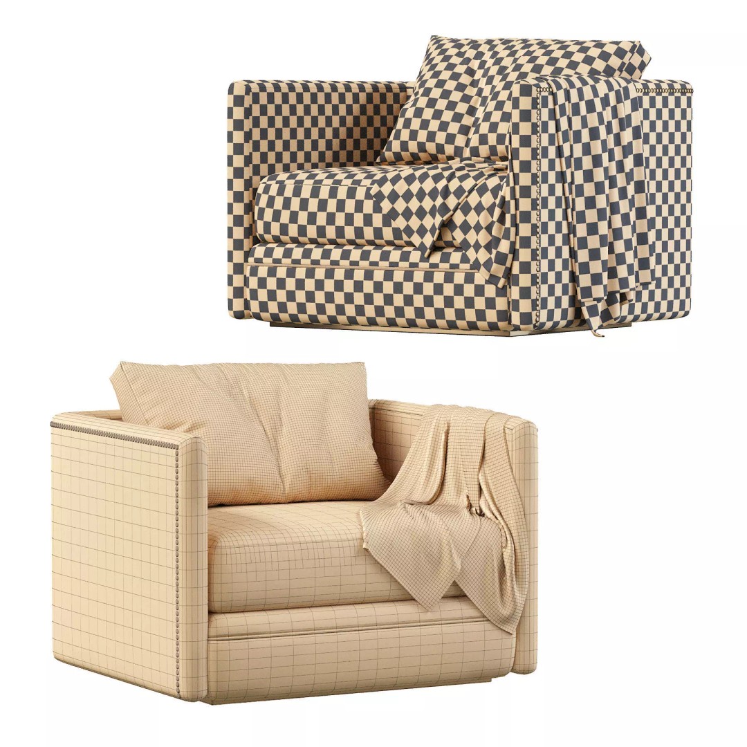 Chanel Armchair 3D Model – Modern Classic Fabric Furniture, FBX - View 6
