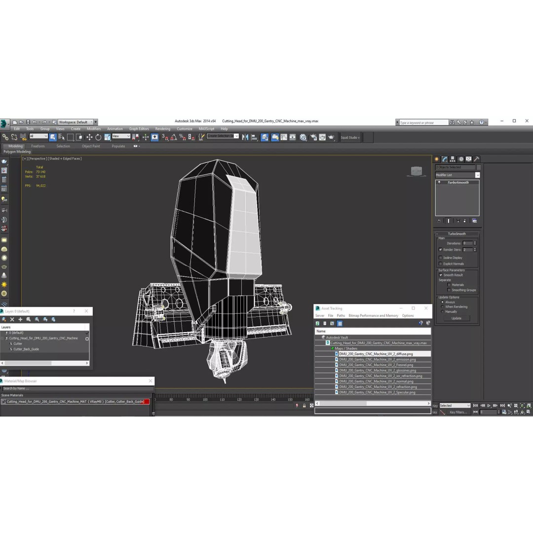 Cutting Head 3D Model – Precision Tool for DMU 200 Gantry CNC Machine - View 18