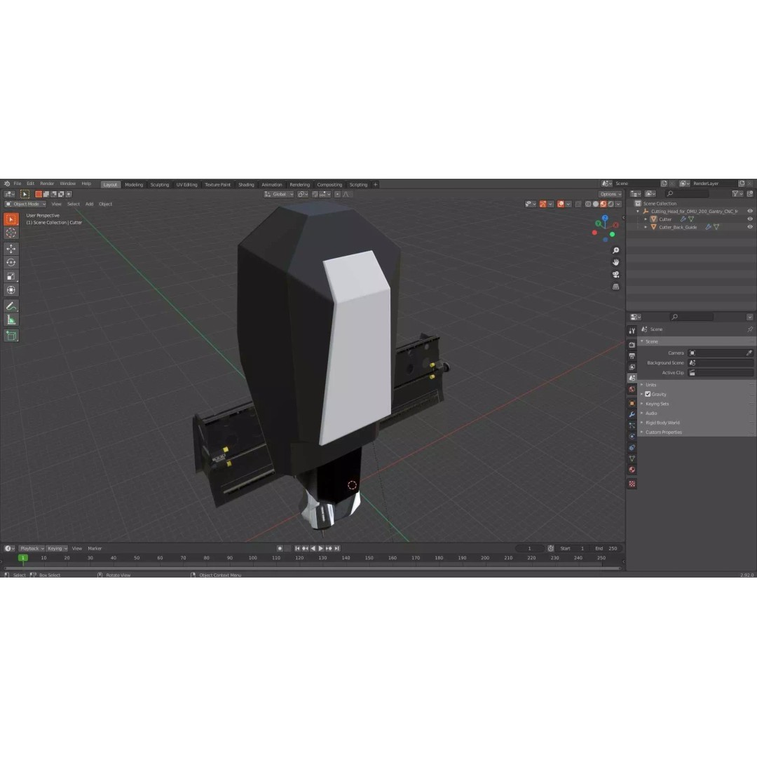 Cutting Head 3D Model – Precision Tool for DMU 200 Gantry CNC Machine - View 19