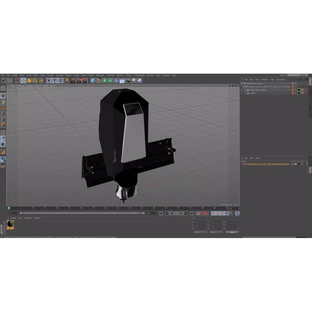 Cutting Head 3D Model – Precision Tool for DMU 200 Gantry CNC Machine - View 21