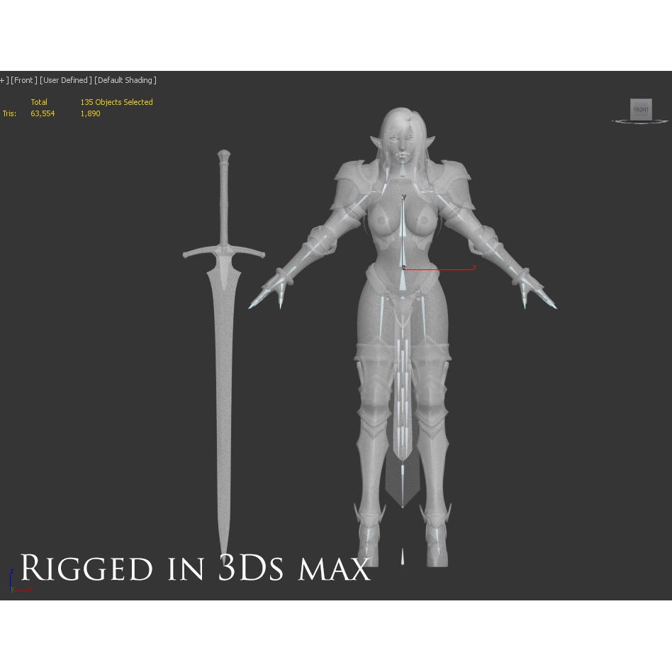 Elf Swordmaster - Low-Poly Game-Ready 3D Model - View 13