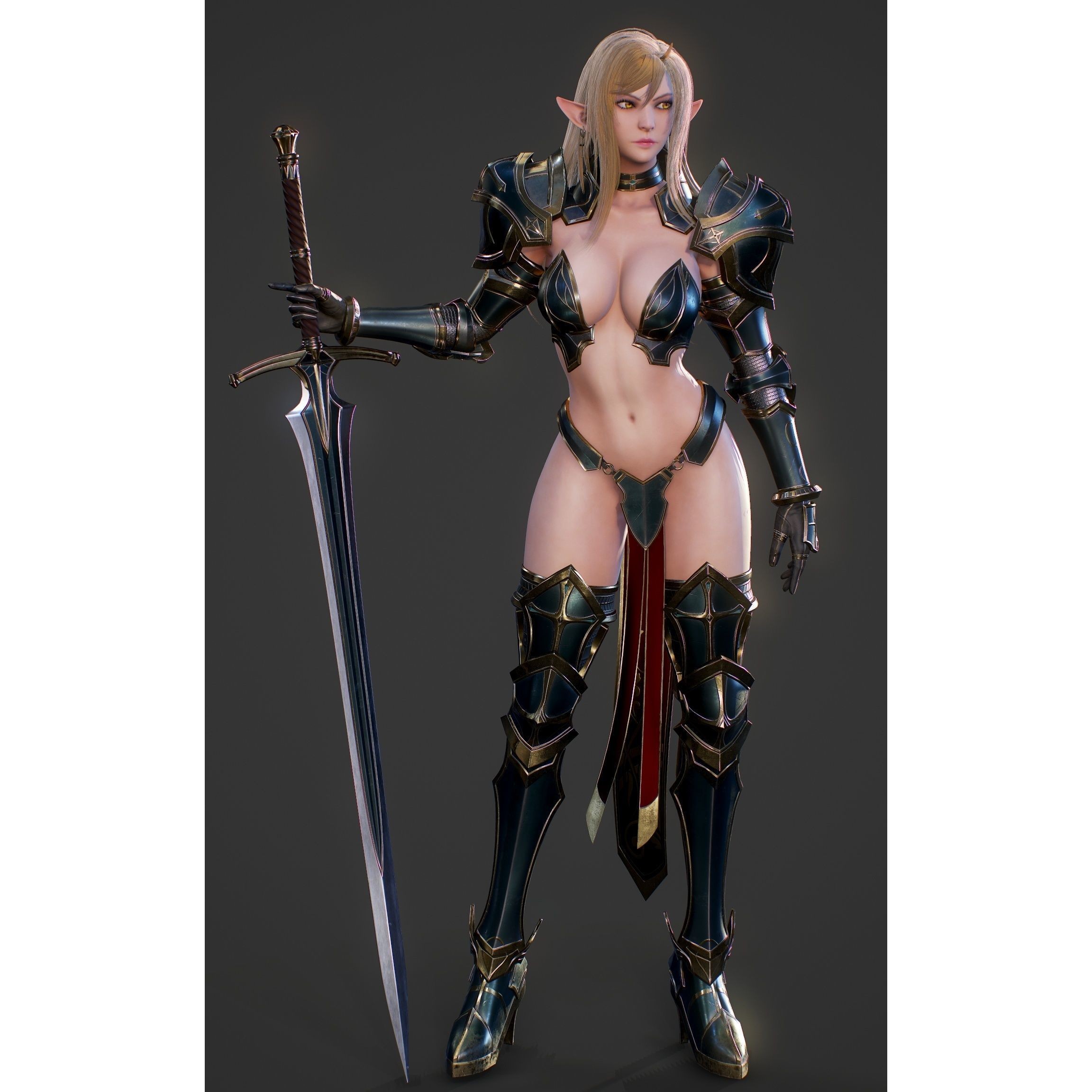 Elf Swordmaster - Low-Poly Game-Ready 3D Model - View 16