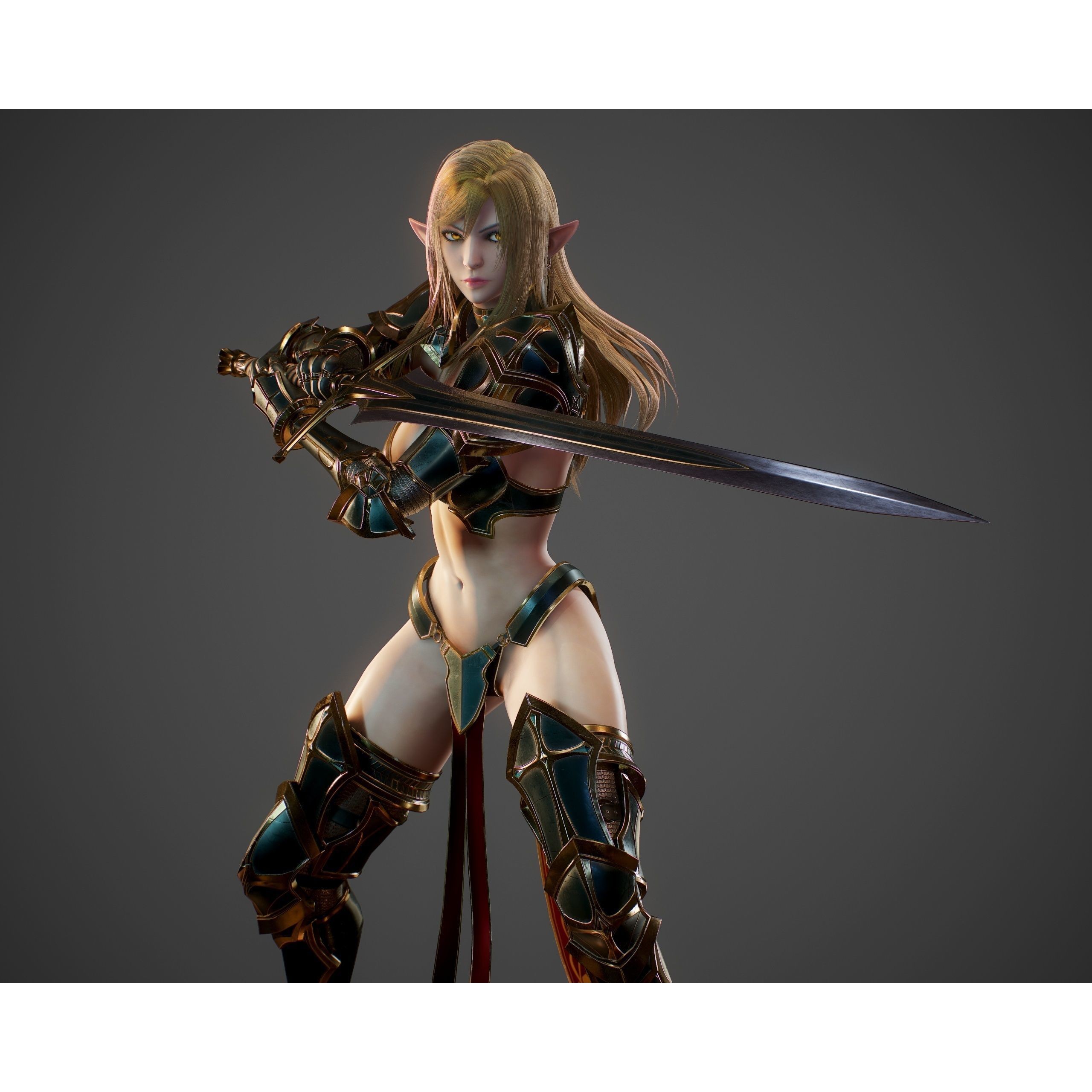 Elf Swordmaster - Low-Poly Game-Ready 3D Model - View 28