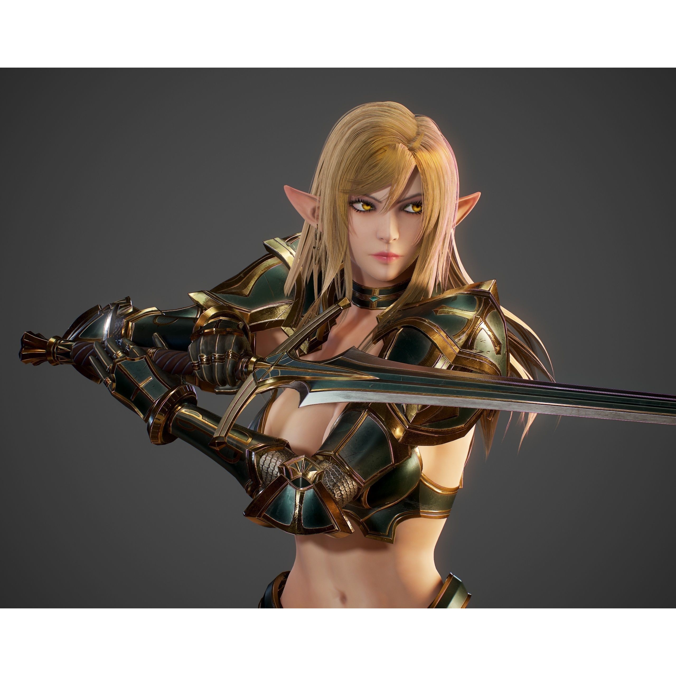 Elf Swordmaster - Low-Poly Game-Ready 3D Model - View 29