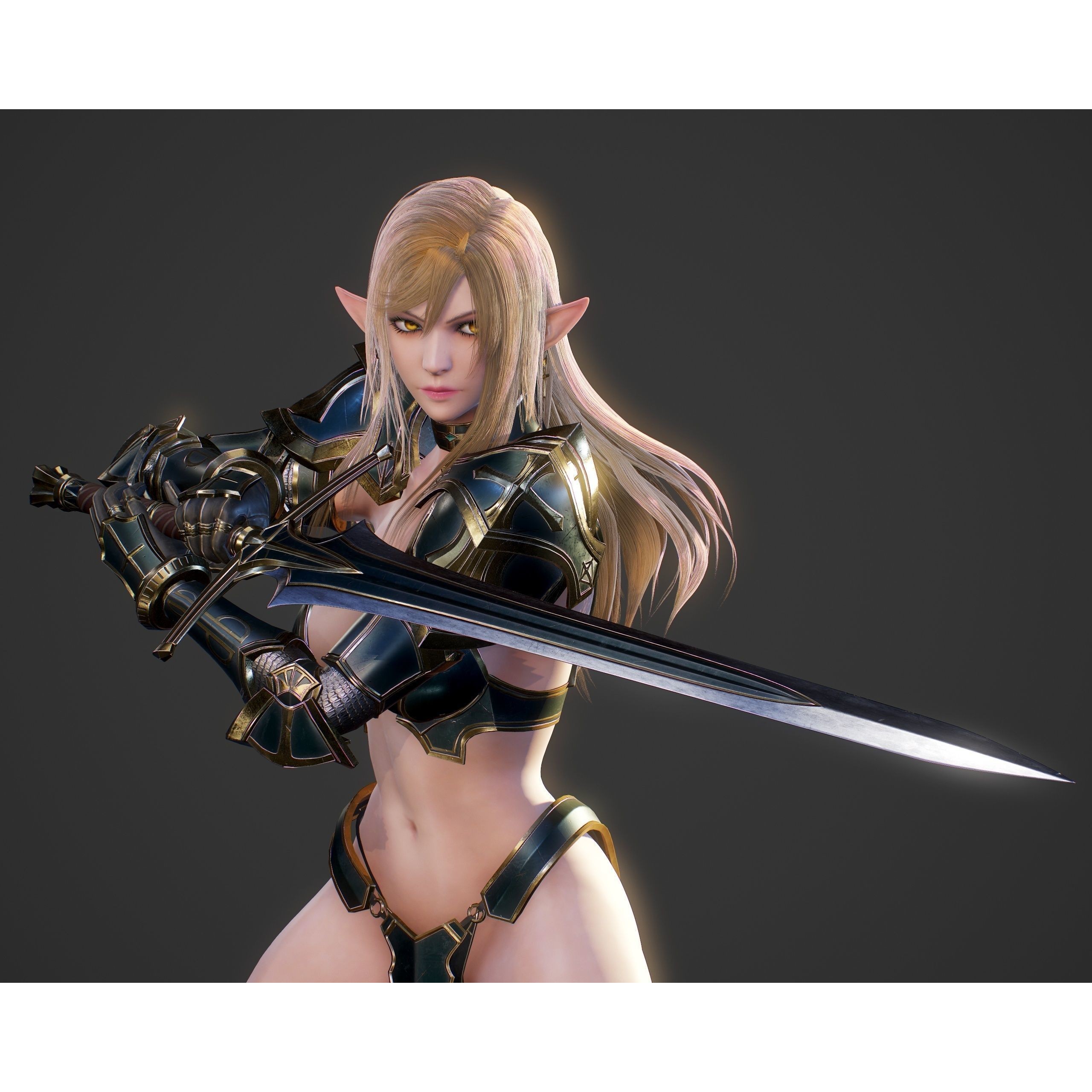 Elf Swordmaster - Low-Poly Game-Ready 3D Model - View 31