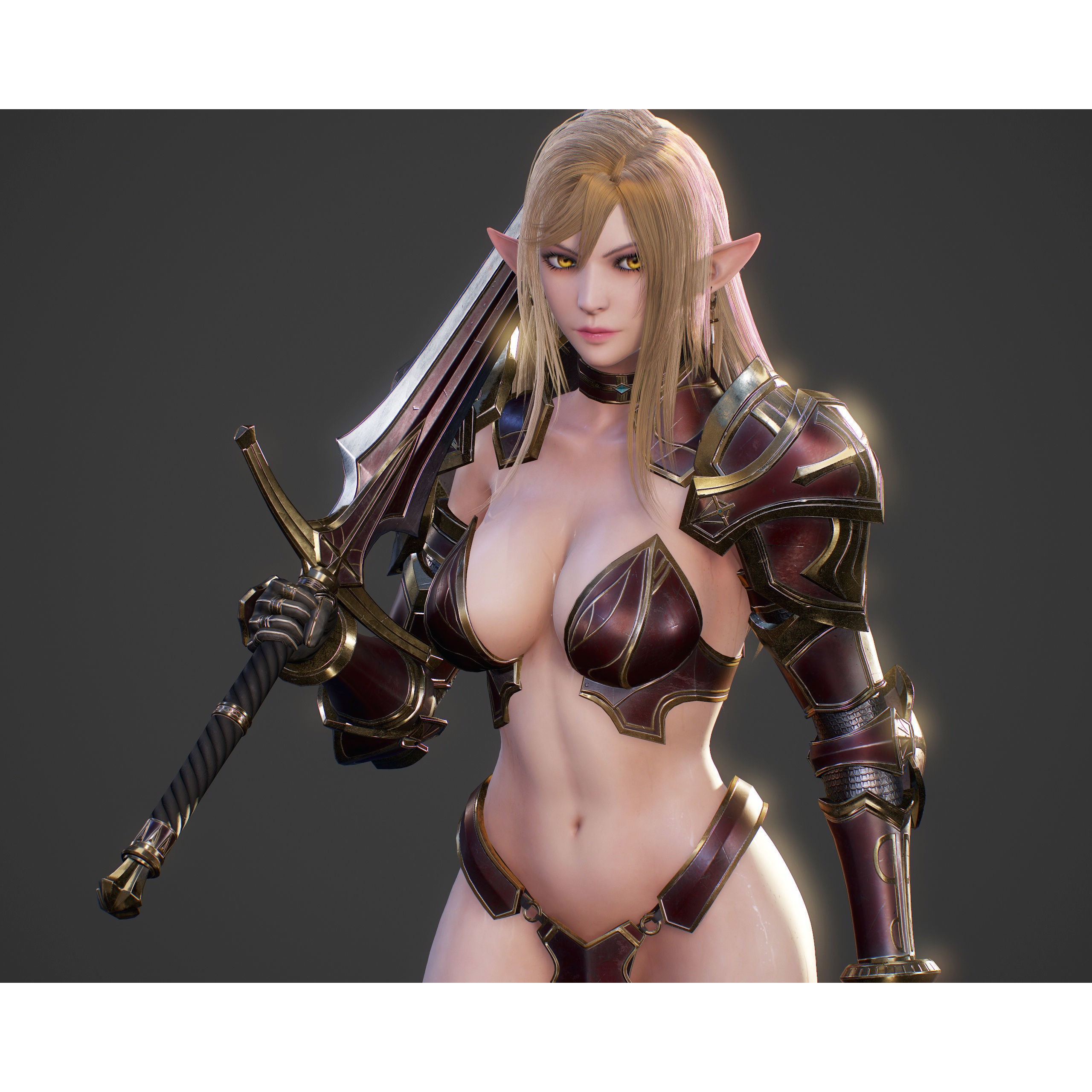 Elf Swordmaster - Low-Poly Game-Ready 3D Model - View 34