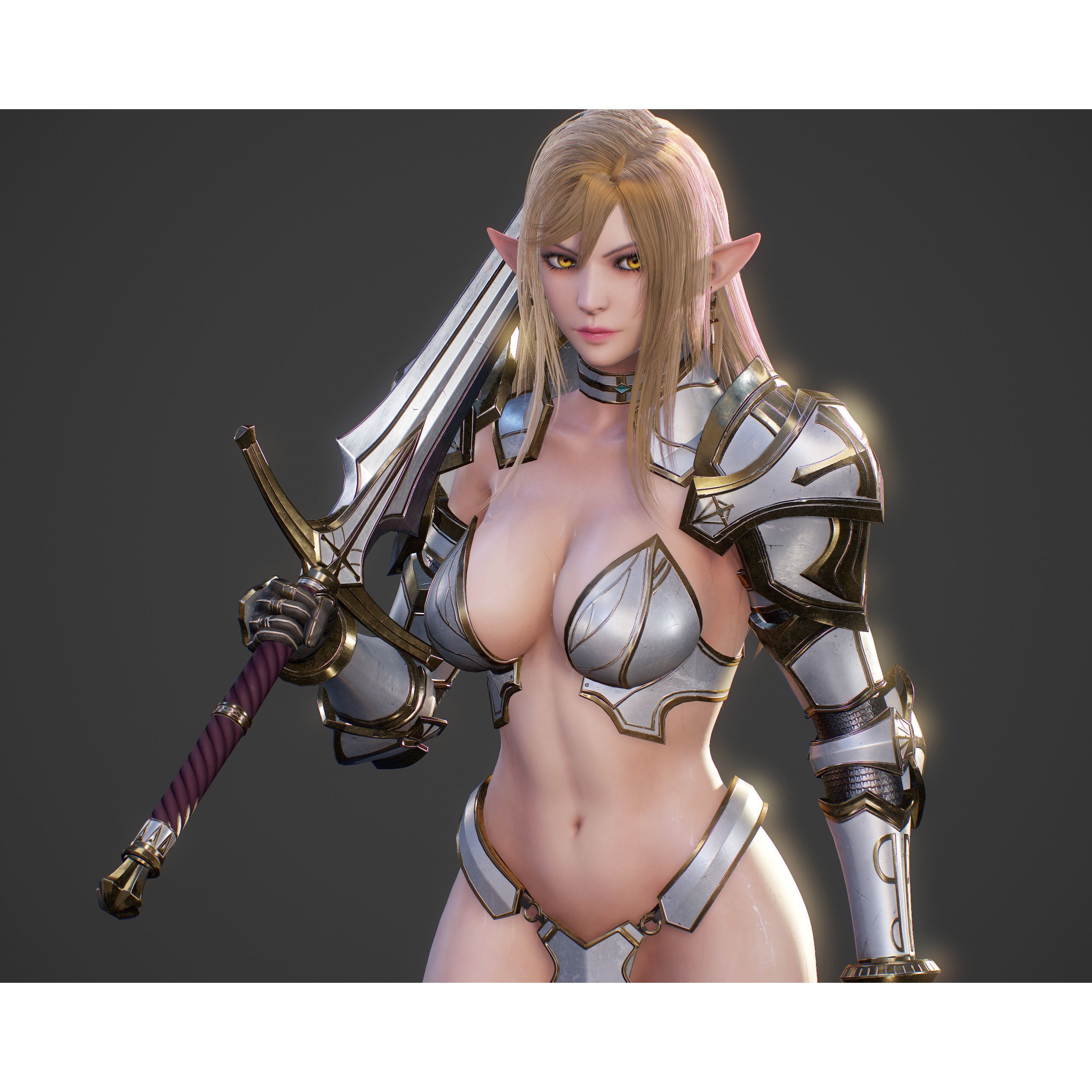Elf Swordmaster - Low-Poly Game-Ready 3D Model - View 35