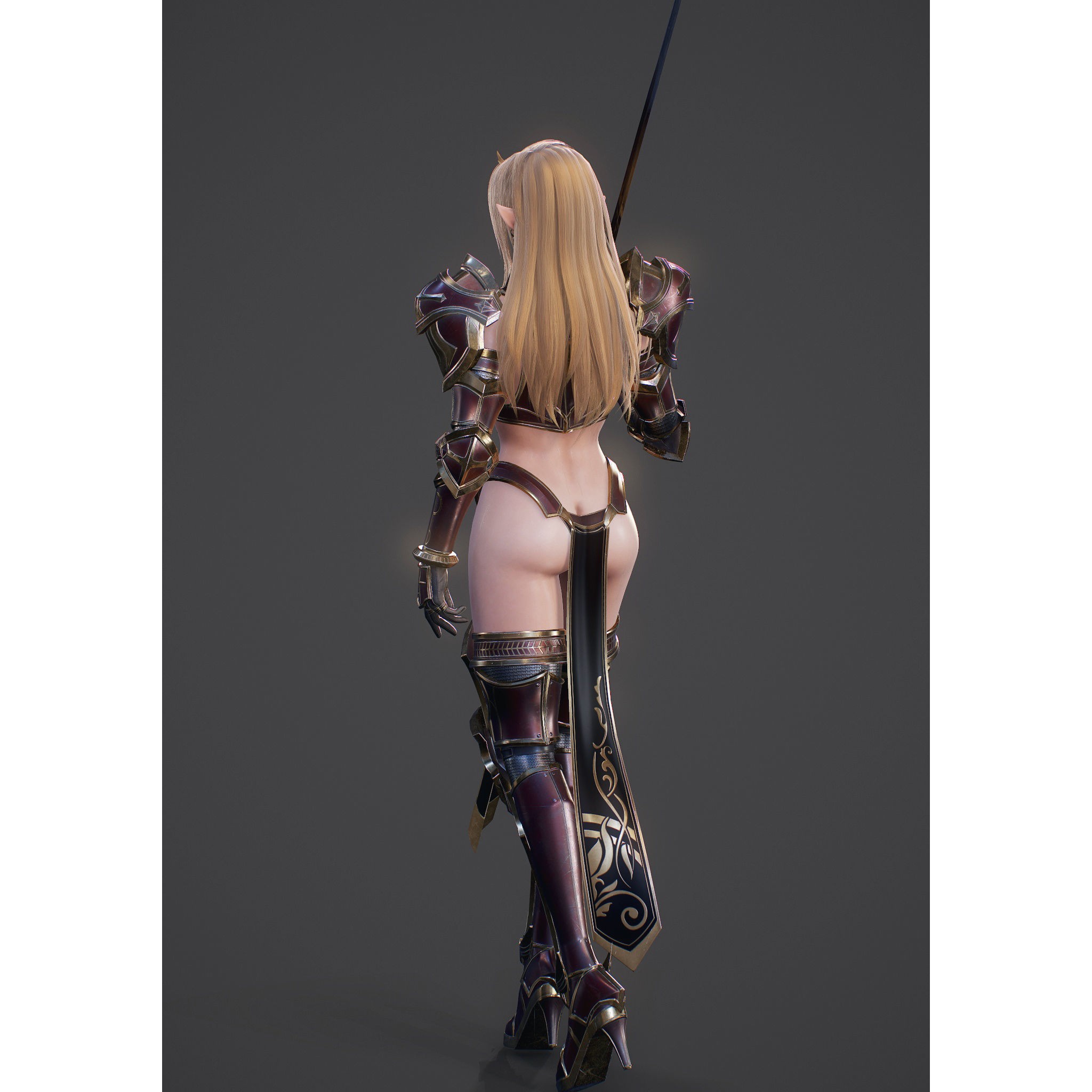 Elf Swordmaster - Low-Poly Game-Ready 3D Model - View 36