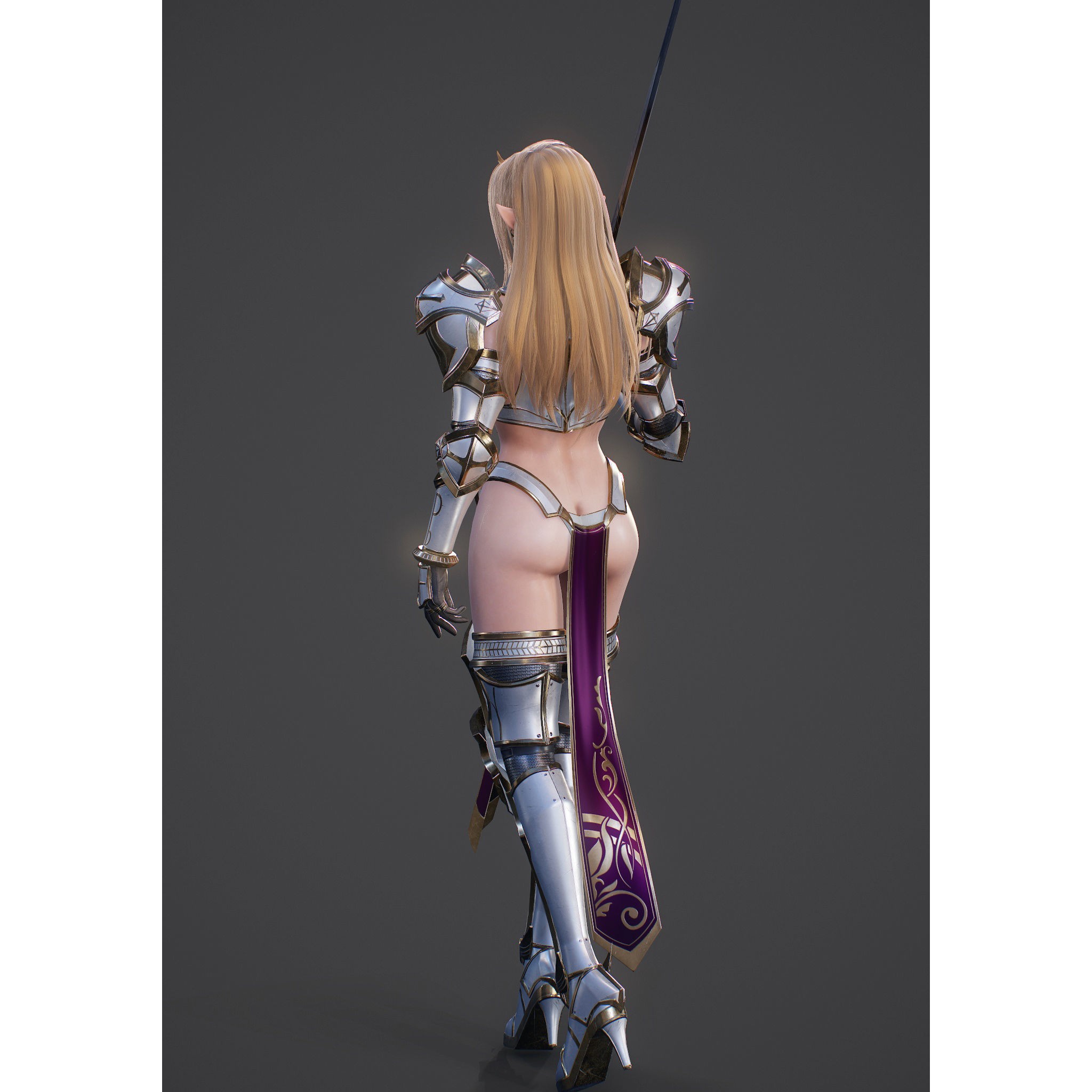 Elf Swordmaster - Low-Poly Game-Ready 3D Model - View 37