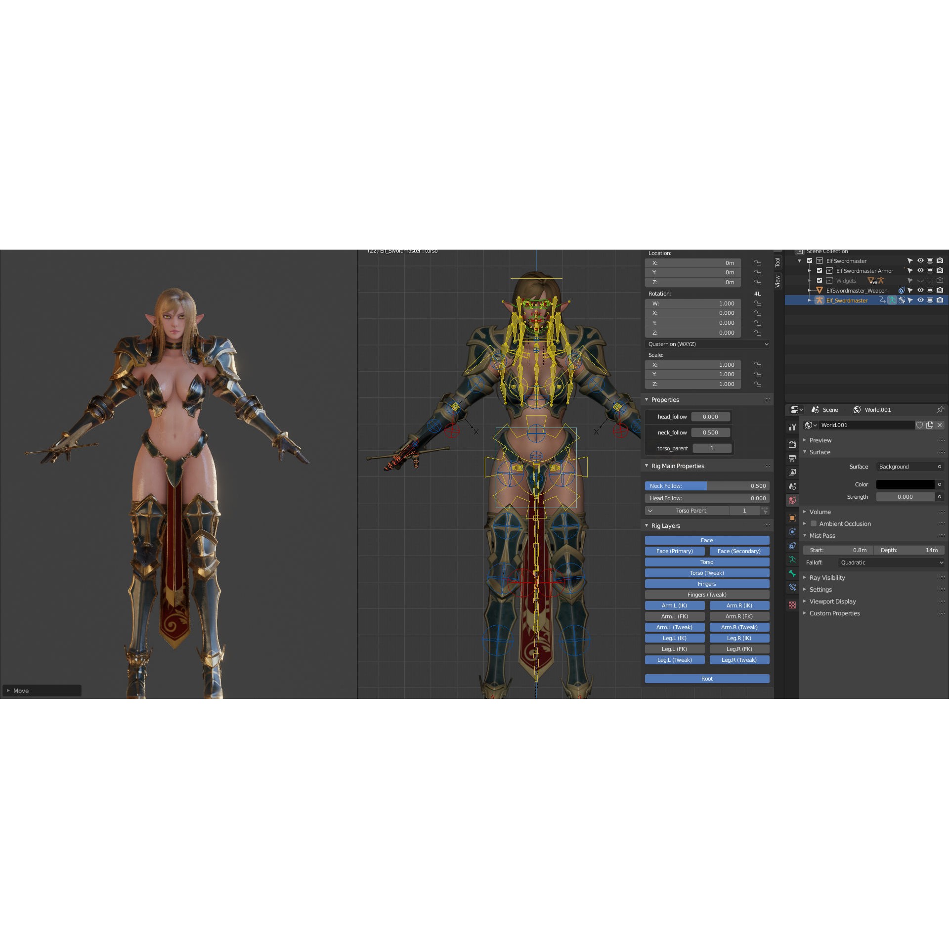 Elf Swordmaster - Low-Poly Game-Ready 3D Model - View 5