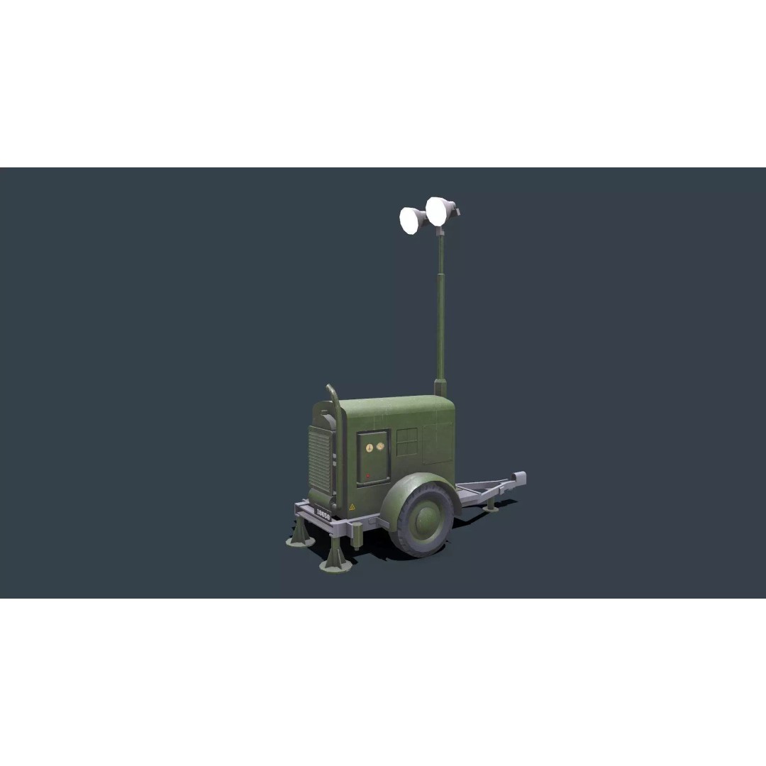 Trailer Light Tower 3D Model – Low Poly PBR Game Asset, FBX & OBJ - View 2