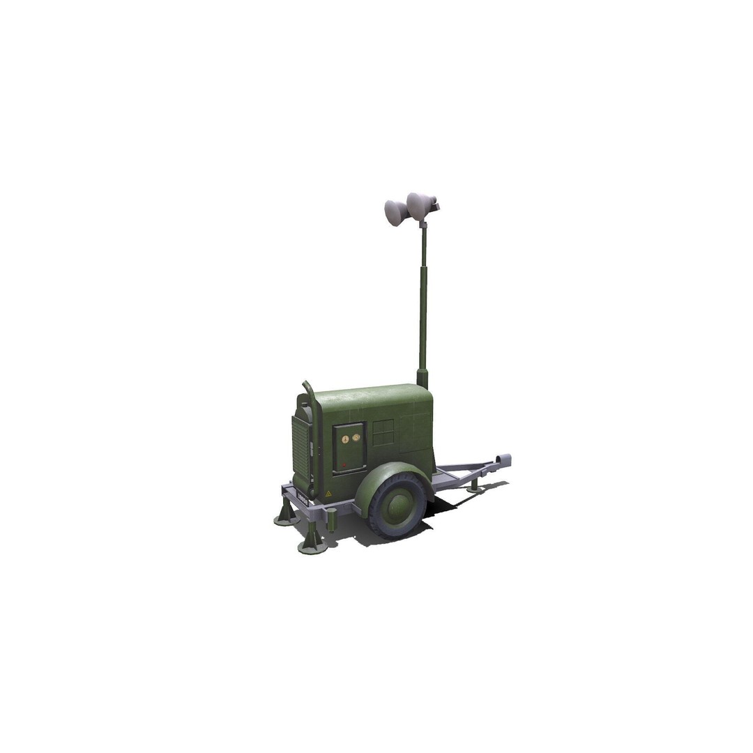 Trailer Light Tower 3D Model – Low Poly PBR Game Asset, FBX & OBJ - View 3