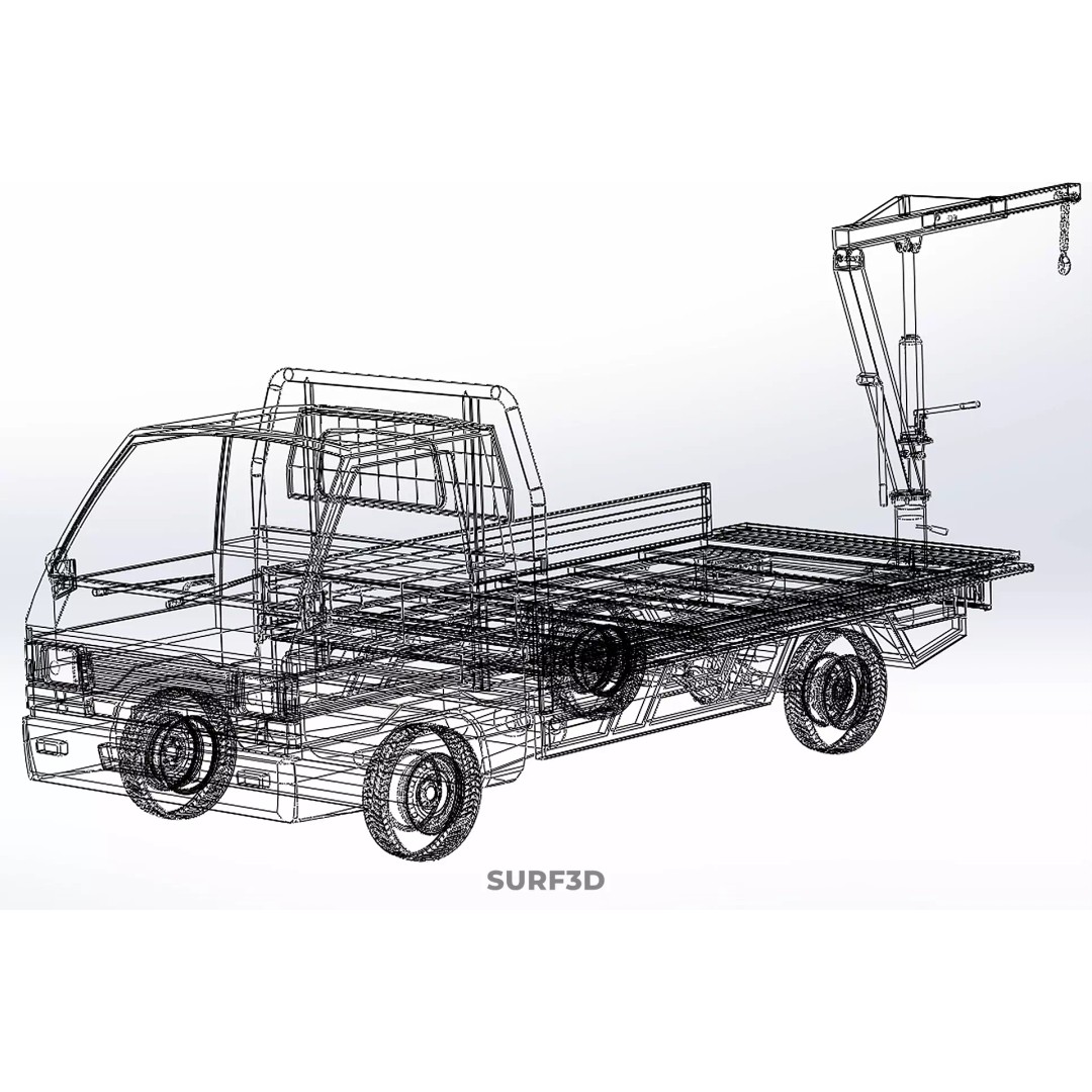 Shipment Foldable Hydraulic Lift Jib Crane 3D Model – Industrial Vehicle, FBX, PBR