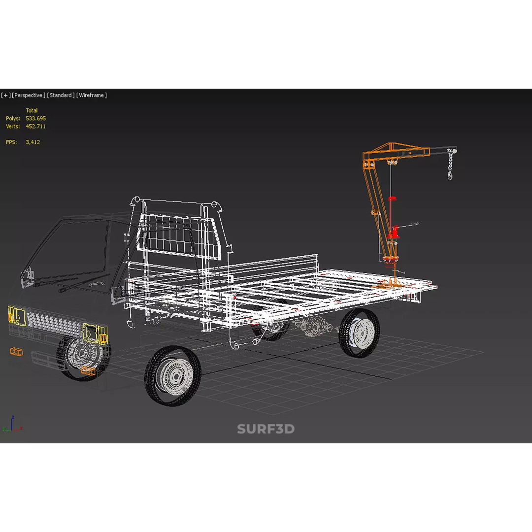 Shipment Foldable Hydraulic Lift Jib Crane 3D Model – Industrial Vehicle, FBX, PBR - View 36
