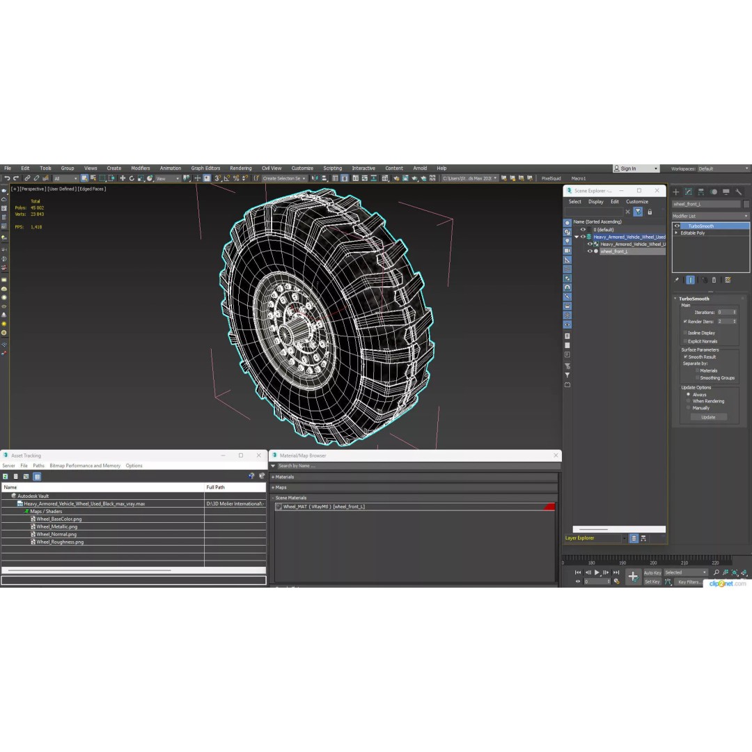 Heavy Armored Vehicle Wheel 3D Model – Rugged Design, PBR Textures, FBX - View 13