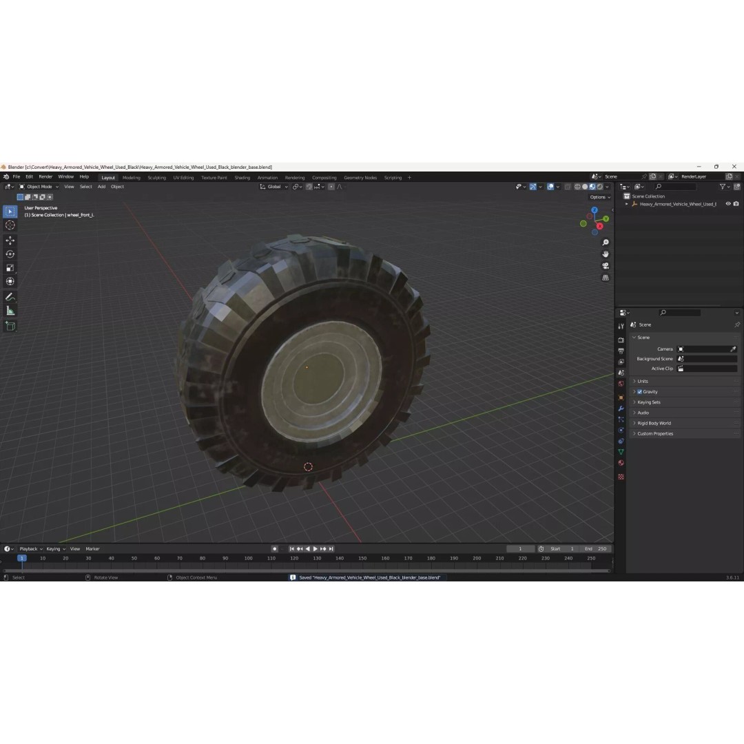 Heavy Armored Vehicle Wheel 3D Model – Rugged Design, PBR Textures, FBX - View 14