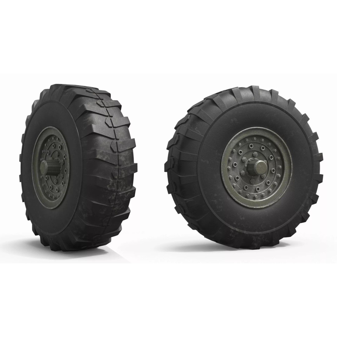 Heavy Armored Vehicle Wheel 3D Model – Rugged Design, PBR Textures, FBX - View 2